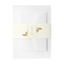 Elegante Minimal Foliage Elfenbeinweißgoldene Hoch