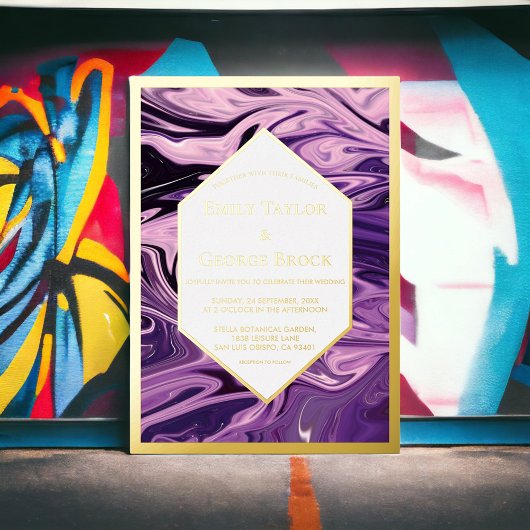 Elegante Minimal Geometrische Galaxie Kunst Hochze Folieneinladung