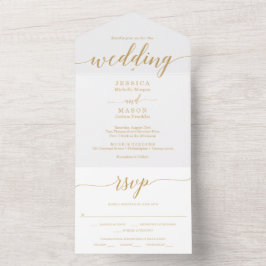 Elegante Minimal Gold Einfach All In One Einladung