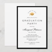Elegante Minimal Gold Grad Graduation Party Einladung (Vorne/Hinten)