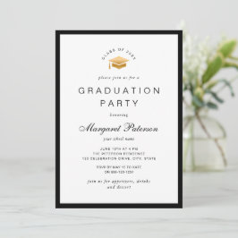 Elegante Minimal Gold Grad Graduation Party Einladung
