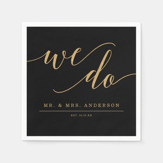 Elegante Minimal Gold Hochzeit Cocktail Napkin Serviette (Vorderseite)