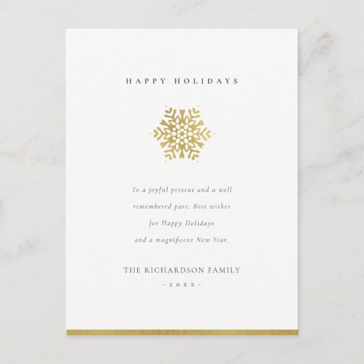 Elegante Minimal Gold Snowflake Frohe Weihnachten (Vorderseite)