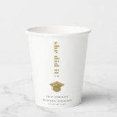 Elegante Minimal Gold Typografy Graduation Cap Pappbecher (Vorderseite)