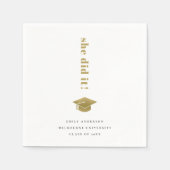 Elegante Minimal Gold Typografy Graduation Cap Serviette (Vorderseite)