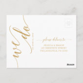 Elegante Minimal Gold Wedding RSVP Postcard Postkarte (Rückseite)