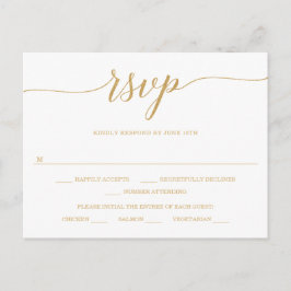 Elegante Minimal Gold Wedding RSVP Postcard Postkarte