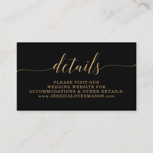 Elegante Minimal Gold Wedding Website Beipackkarte Begleitkarte (Vorderseite)