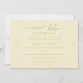 Elegante Minimal Golden Kontur Blume Hochzeit Save The Date (Vorderseite)