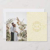 Elegante Minimal Golden Kontur Blume Hochzeit Save The Date (Rückseite)