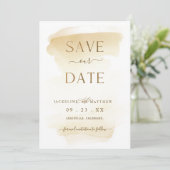Elegante Minimal Golden Yellow Watercolor Wedding Save The Date (Stehend Vorderseite)