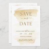 Elegante Minimal Golden Yellow Watercolor Wedding Save The Date (Vorne/Hinten)