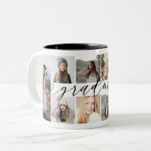 Elegante Minimal Graduate Script Foto Collate Zweifarbige Tasse (Vorderseite Links)