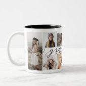 Elegante Minimal Graduate Script Foto Collate Zweifarbige Tasse (Links)