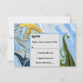Elegante Minimal Green Yellow Blue Abstrakt Weddin RSVP Karte (Vorderseite)