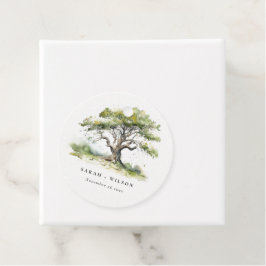 Elegante Minimal Grüne Wasserfarben Eiche Hochzeit Geschenkanhänger