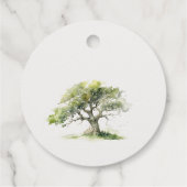 Elegante Minimal Grüne Wasserfarben Eiche Hochzeit Geschenkanhänger (Rückseite)