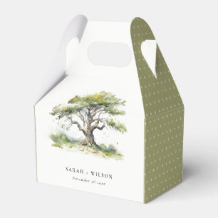 Elegante Minimal Grüne Wasserfarben Eiche Hochzeit Geschenkschachtel