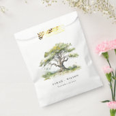 Elegante Minimal Grüne Wasserfarben Eiche Hochzeit Geschenktütchen (Versiegelt)