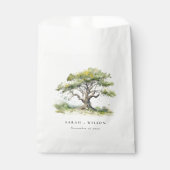 Elegante Minimal Grüne Wasserfarben Eiche Hochzeit Geschenktütchen (Vorderseite)