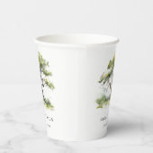 Elegante Minimal Grüne Wasserfarben Eiche Hochzeit Pappbecher (Rechts)