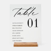 Elegante Minimal Guest Names - Tischnummer Sitzplä Acrylschild (Vorderseite)