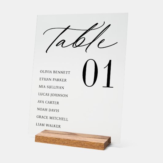 Elegante Minimal Guest Names - Tischnummer Sitzplä Acrylschild (Winkel)