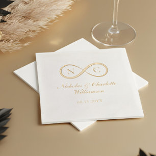 Elegante Minimal Infinity Love Monogramm Hochzeit Servietten Mit Folie