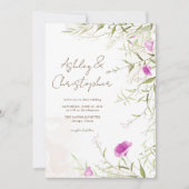 Elegante Minimal Lavender Wildblume Hochzeit Einladung (Vorderseite)