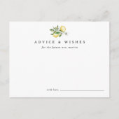 Elegante Minimal Lemon Brautparty Advice Card Postkarte (Vorderseite)