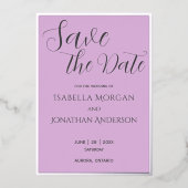 Elegante Minimal Lila Hochzeit speichern Sie das D Folieneinladung (Vorderseite)