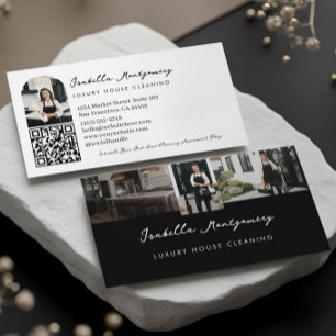 Elegante Minimal Luxus-Hausreinigung Foto QR Visitenkarte