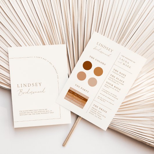 Elegante Minimal Modern Arch Bridesmaid Info Card Einladung