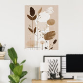 Elegante Minimal Modern Boho Kunst Poster (Heimbüro)