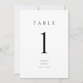 Elegante Minimal Moderne Hochzeiten Tischnummer (Vorderseite)