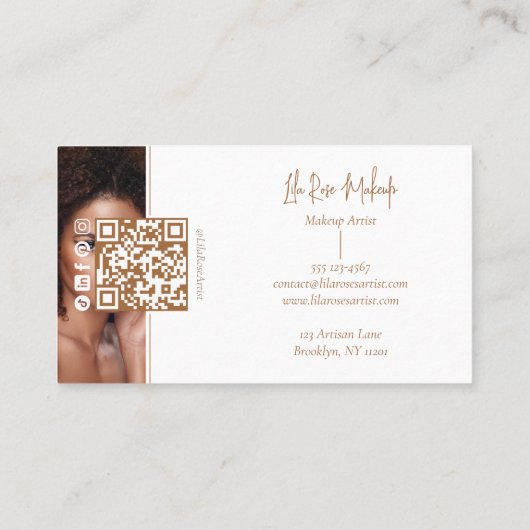 Elegante Minimal Moderne Make-up-Artist Foto-Colla Visitenkarte (Rückseite)