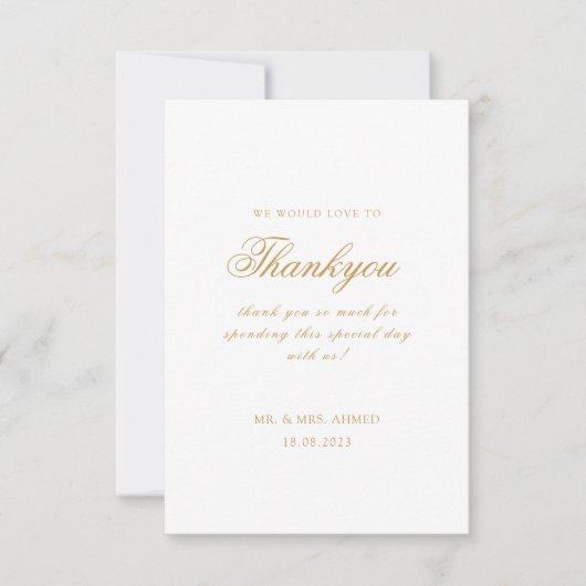 Elegante Minimal moderne White Script muslimische Dankeskarte (Vorderseite)