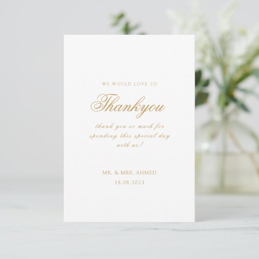 Elegante Minimal moderne White Script muslimische  Dankeskarte (Stehend Vorderseite)