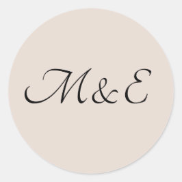 Elegante Minimal Monogram Wedding Runder Aufkleber
