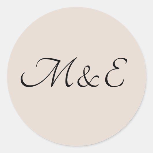 Elegante Minimal Monogram Wedding Runder Aufkleber (Vorderseite)
