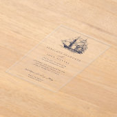 Elegante Minimal Nautical Ship Illustration Hochze Acryleinladungen (Ablage )