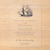 Elegante Minimal Nautical Ship Illustration Hochze Acryleinladungen (Vorderseite)