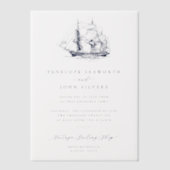 Elegante Minimal Nautical Ship Illustration Hochze Pergament Einladungen (Vorderseite)