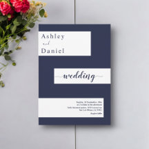 Elegante Minimal Navy Blue White Moderne Hochzeit