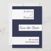 Elegante Minimal Navy Blue White Moderne Hochzeit Save The Date (Vorderseite)