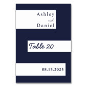 Elegante Minimal Navy Blue White Moderne Hochzeit Tischnummer (Vorderseite)