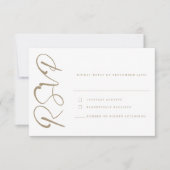 Elegante Minimal Navy Gold Wedding RSVP Card (Vorderseite)