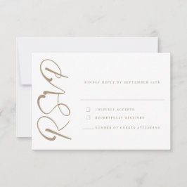 Elegante Minimal Navy Gold Wedding RSVP Card