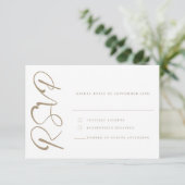 Elegante Minimal Navy Gold Wedding RSVP Card (Stehend Vorderseite)