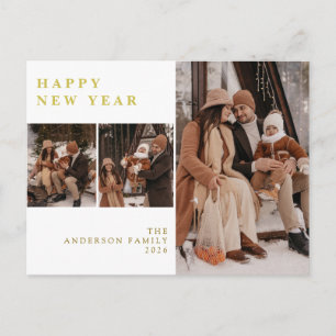 Elegante Minimal Neujahrs-Glückwünsche Familie 3 F Feiertagspostkarte
